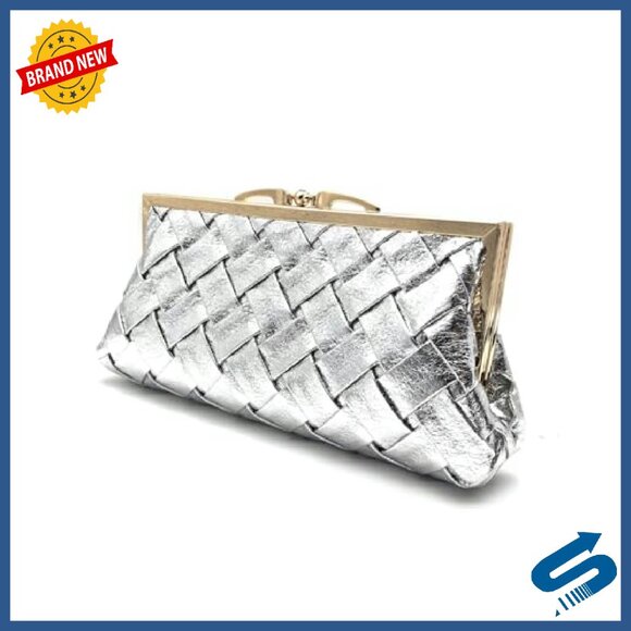Luxury Checkered Evening Clutch with Detachable Chain Strap
